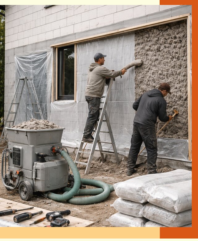 Утепление дома из газобетона эковатой в Нальчике от 4663 руб./м2 | ТепломастерНль
