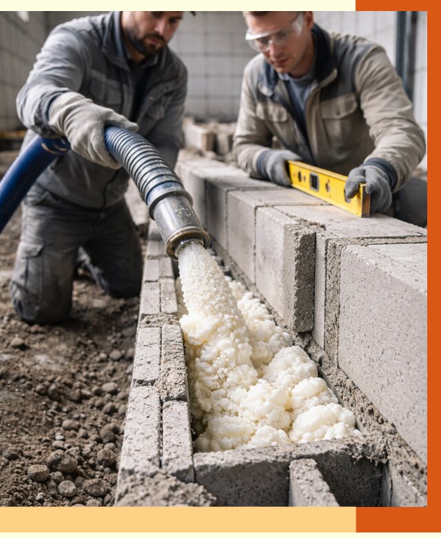 Заполнение колодцевой кладки ППУ в Нальчике от 4352 руб. за м2 | ТепломастерНль